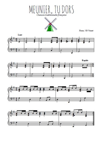 Téléchargez l'arrangement pour piano de la partition de Meunier, tu dors en PDF